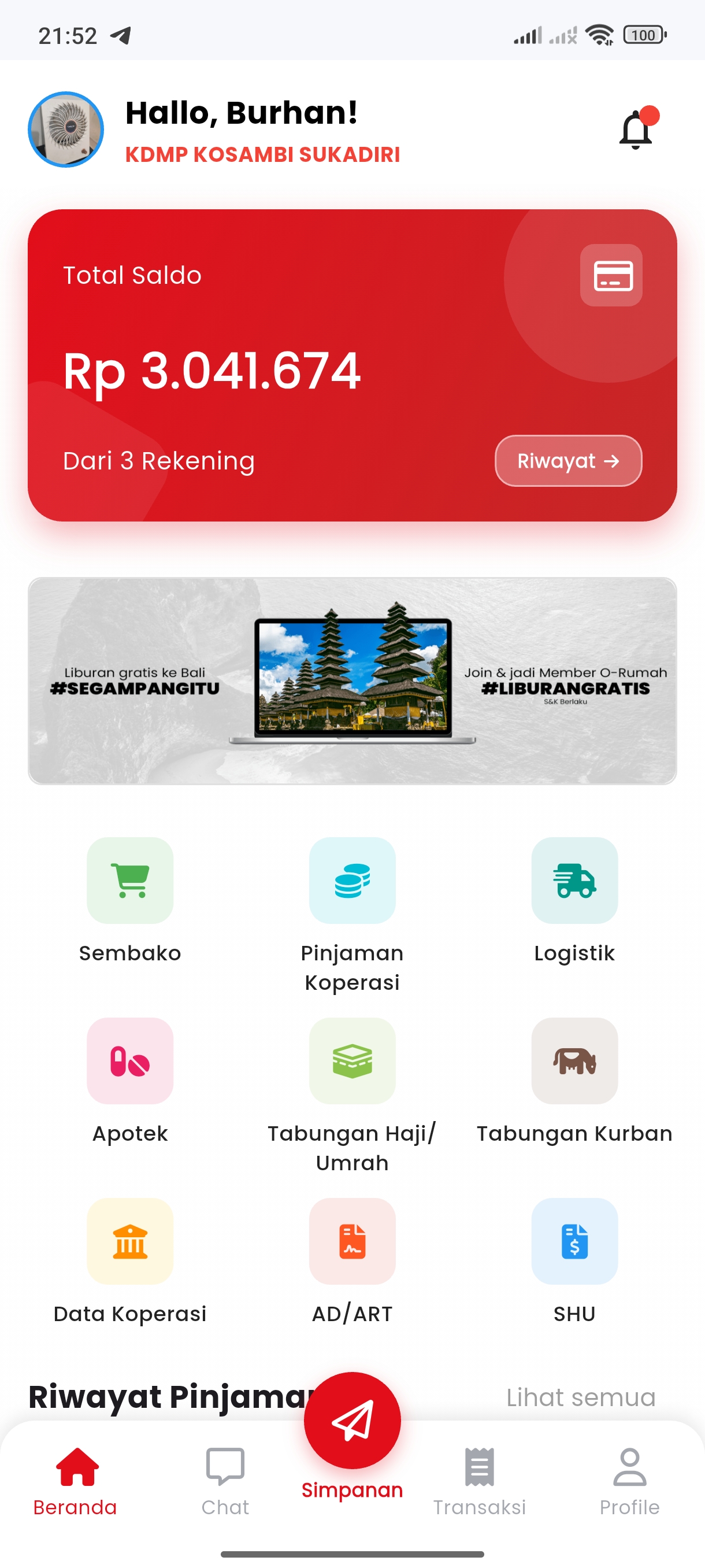 Tampilan aplikasi mobile KDMP